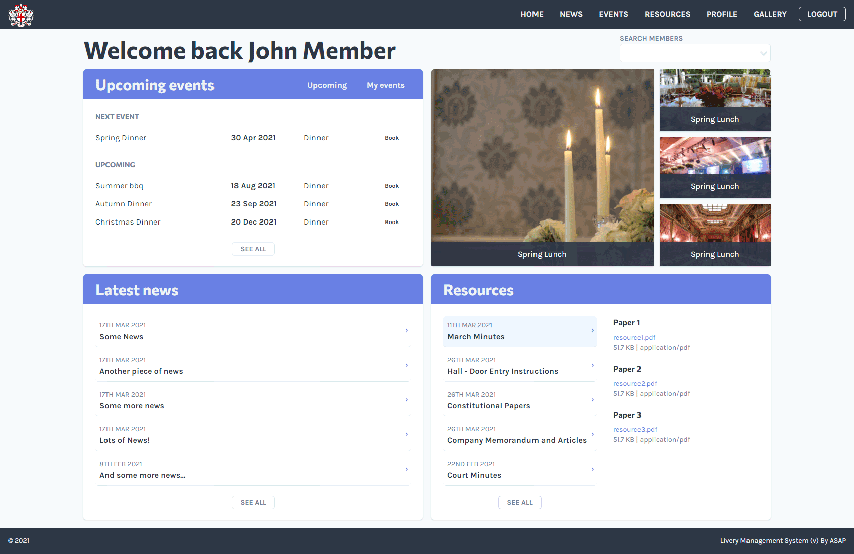 Screenshot of Livery Membership System